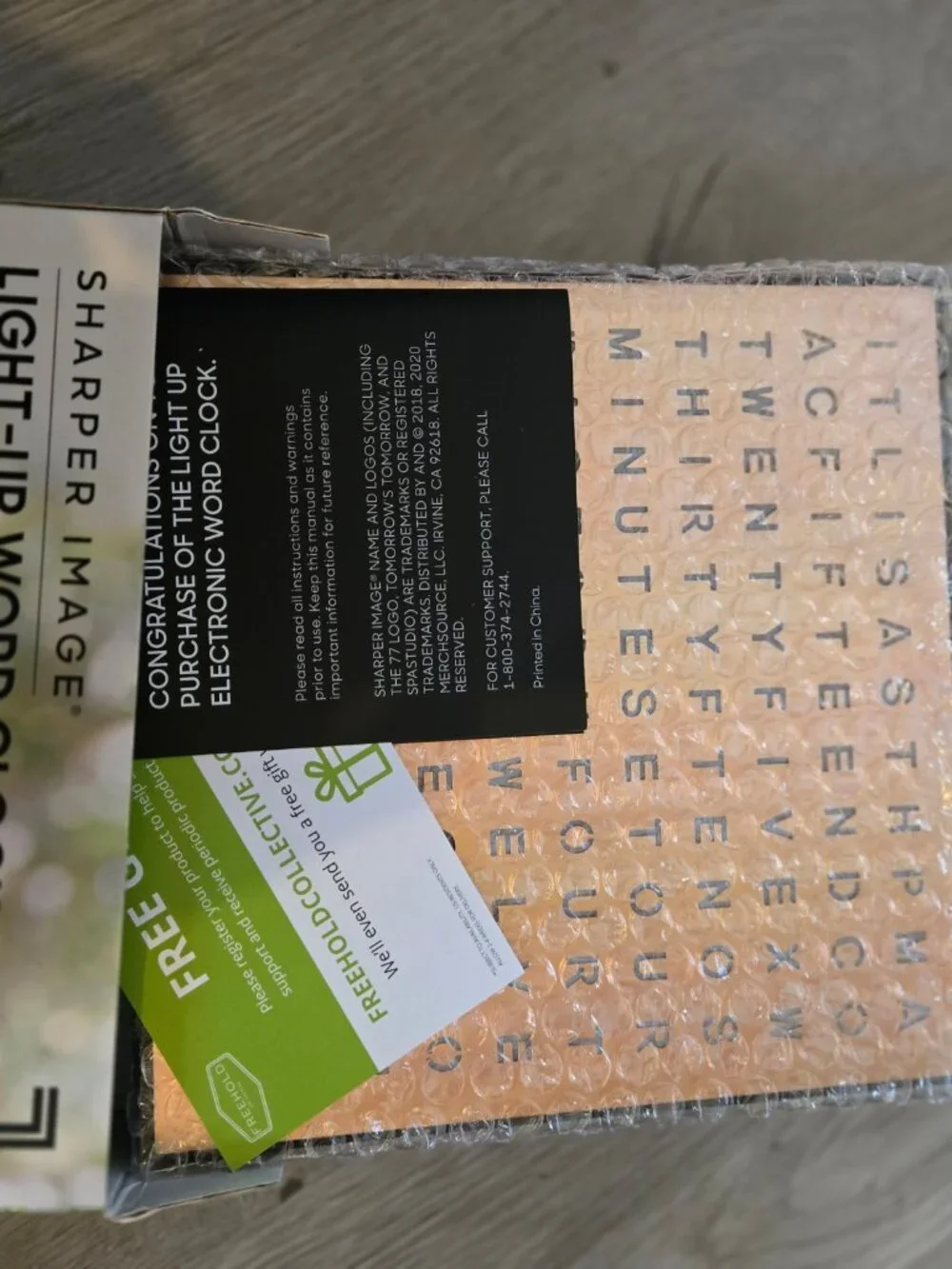 NIB - Sharper Image Word Clock - USB AC Adapter - LED Display